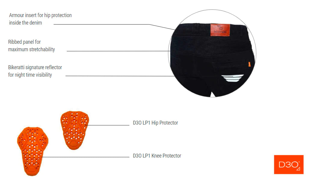 Bikeratti Steam Denim Jeans with Kevlar and D3O Armour